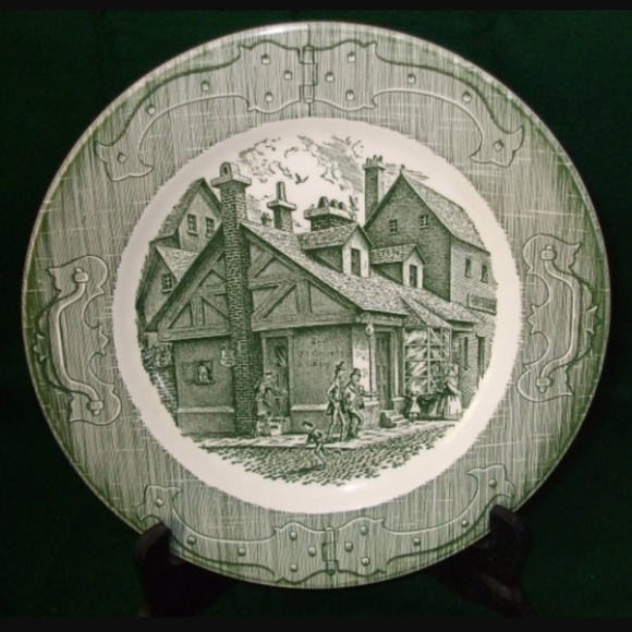 Vintage The Old Curiosity Shop By Charles Dickens Royal USA Co Green China Plate - Picture 2 of 6
